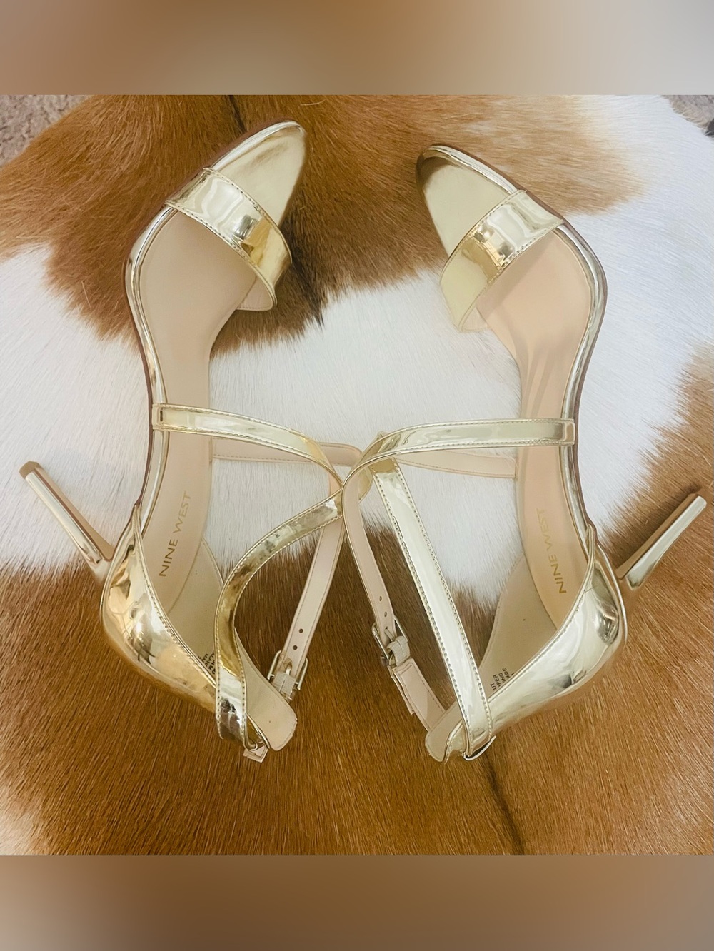 Nine West Metallic Gold Strappy High-Heel Sandals